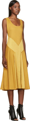 Burberry Yellow Silk Chevron Dress