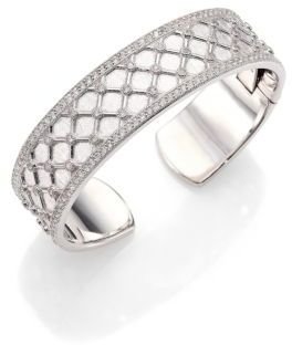 Jude Frances Soho White Topaz & Sterling Silver Small Lattice Cuff Bracelet