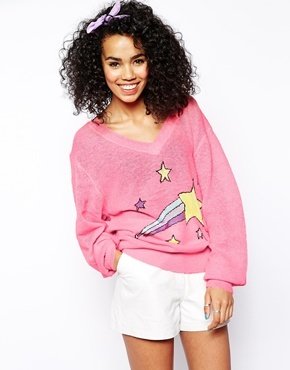 Wildfox Couture White Label Shooting Star V Neck Jumper