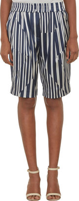 Thakoon Variegated Stripe Satin Knee-Length Shorts