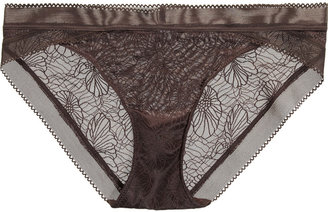 Calvin Klein Underwear Mid-rise embroidered stretch-tulle briefs