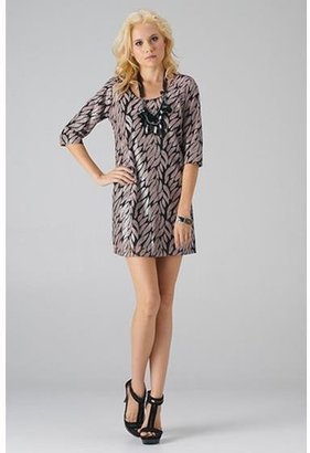 Leather and Sequins Sequin Leaf Print Dress