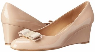 Ferragamo Patent Leather Closed Toe Wedge Women's 1-2 inch heel Shoes