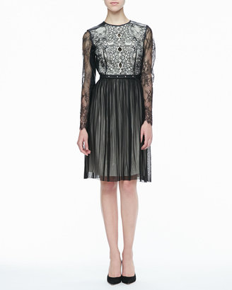 Catherine Deane Maria Lace & Leather Cocktail Dress