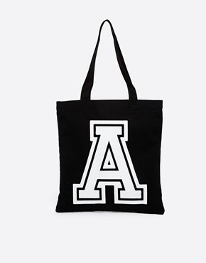 ASOS Varsity 'A' Shopper Bag - Black