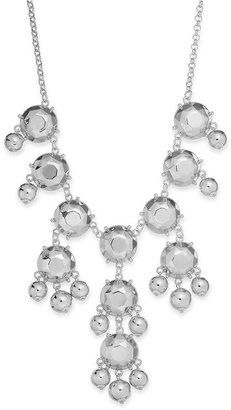 Stephan & Co Silver-Tone Faceted Bead Frontal Necklace