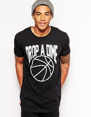 ASOS Longline T-Shirt With Drop A Dime Print And Skater Fit