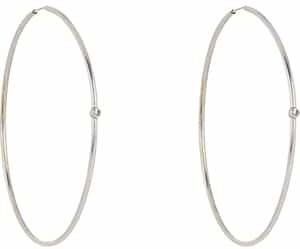 Jennifer Meyer Women's Diamond Medium Thin Hoop Earrings - Silver