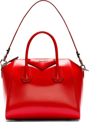 Givenchy Red Leather Antigona Small Duffle Bag