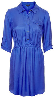 Topshop Womens Utility Shirt Dress - Blue