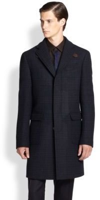 Ferragamo Wool Plaid Overcoat