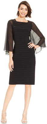 Adrianna Papell Bell-Sleeve Illusion Banded Sheath