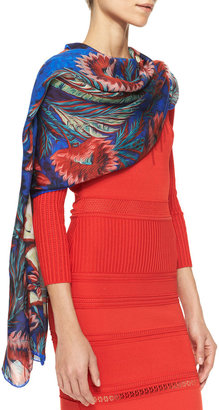 Roberto Cavalli Psychedelic-Print Wrap, Red Pattern