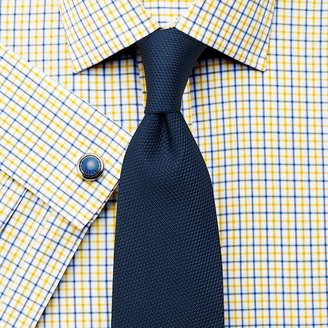 Charles Tyrwhitt Yellow and blue two colour grid check non-iron slim fit shirt