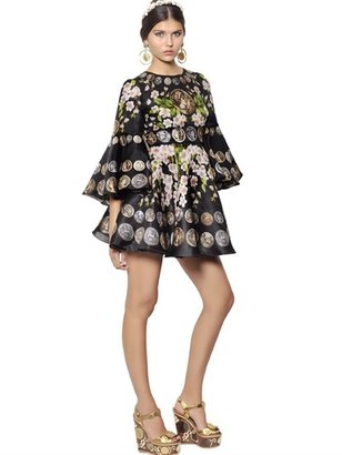 Dolce & Gabbana Silk Organza Flowers And Coins Dress