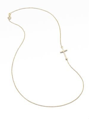 Mizuki 14K Yellow Gold Side Cross Necklace