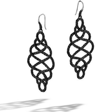John Hardy CLASSIC CHAIN  Large Braided Drop Earrings on French wire with Black Ruthenium Plating