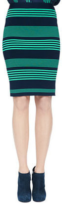 Halston Striped Formfitting Pencil Skirt