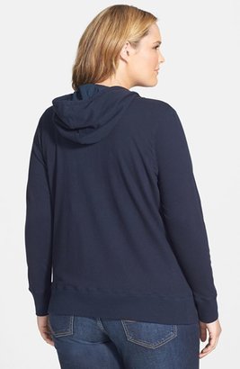 Lucky Brand Embroidered Zip Front Hoodie (Plus Size)