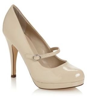 Call it SPRING Cream patent faux leather high heeled mary janes