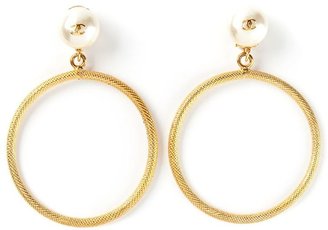 Chanel Vintage pearl and hoop earrings