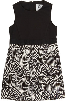 Milly Ponti-Knit & Zebra Jacquard Combo Sleeveless Dress