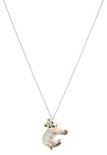 And Mary Hand Painted Porcelain Wolf Cub Necklace - white