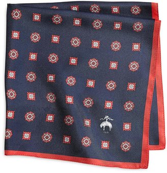 Brooks Brothers Navy and Red Medallion Pocket Square
