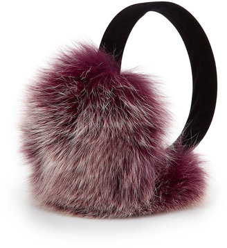 Sofia Cashmere Fox Fur Earmuffs, Beet Root