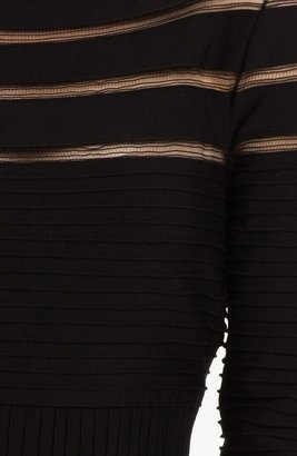 Tadashi Shoji Mesh Stripe Fit & Flare Dress