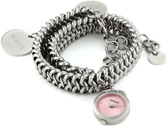 Versus By Versace Women's 3C73800000 Soft Double-Tour Stainless Steel Pink Dial Charm Bracelet Watch