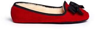 Kate Spade 'Sabine' ribbon velvet lamb fur slippers
