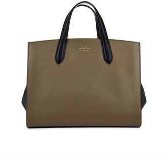 Smythson 1887 leather and suede tote