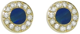 Jennifer Meyer Diamond Opal Inlay Circle Stud Earrings - Yellow Gold