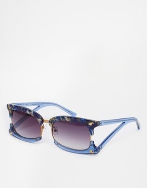 Prabal Gurung Double Clubmaster Sunglasses - Textural blue