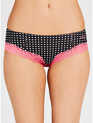DKNY Classic Beauty Hipster Briefs, Dot Black / Punch Pink