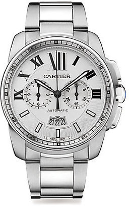 Cartier Stainless Steel Round Chronograph Bracelet Watch