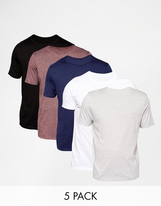 ASOS T-Shirt With Crew Neck 5 Pack In Relaxed Fit SAVE 20%