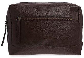 ASOS Leather Wash Bag In Brown - Brown