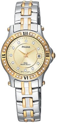Pulsar Women's PXT650 Crystal Two-Tone Watch