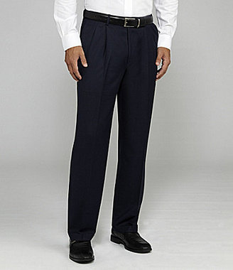 Roundtree & Yorke Luster Gab Double-Pleated Expander Dress Pants