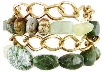 Kenneth Cole Green Stone Bracelet w/ Gold Chain