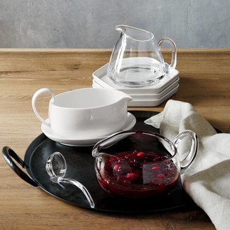 Crate & Barrel Deluxe Glass Gravy Boat with Ladle