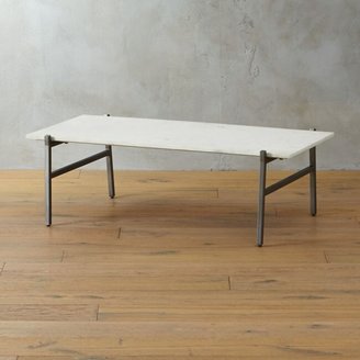 CB2 Slab Small Marble Coffee Table with Antiqued Silver Base