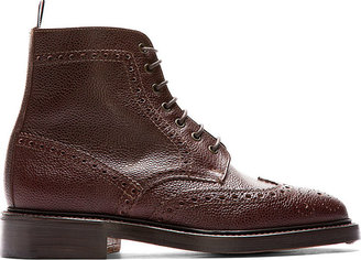 Thom Browne Brown Pebbled Leather Wingtip Boots