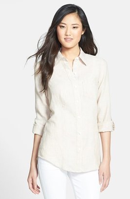 Foxcroft Fitted Linen Shirt (Petite)