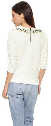 Maison Scotch Quilted Sweater with Stones
