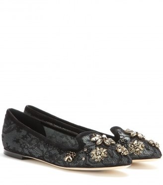Dolce & Gabbana Embellished Lace Slippers