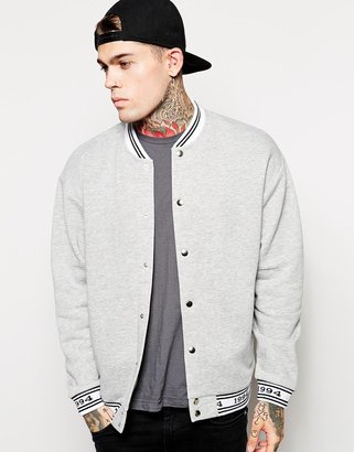 ASOS Bomber With Jacquard Trims In Jersey