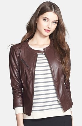 Halogen Zip Front Leather Jacket (Regular & Petite)